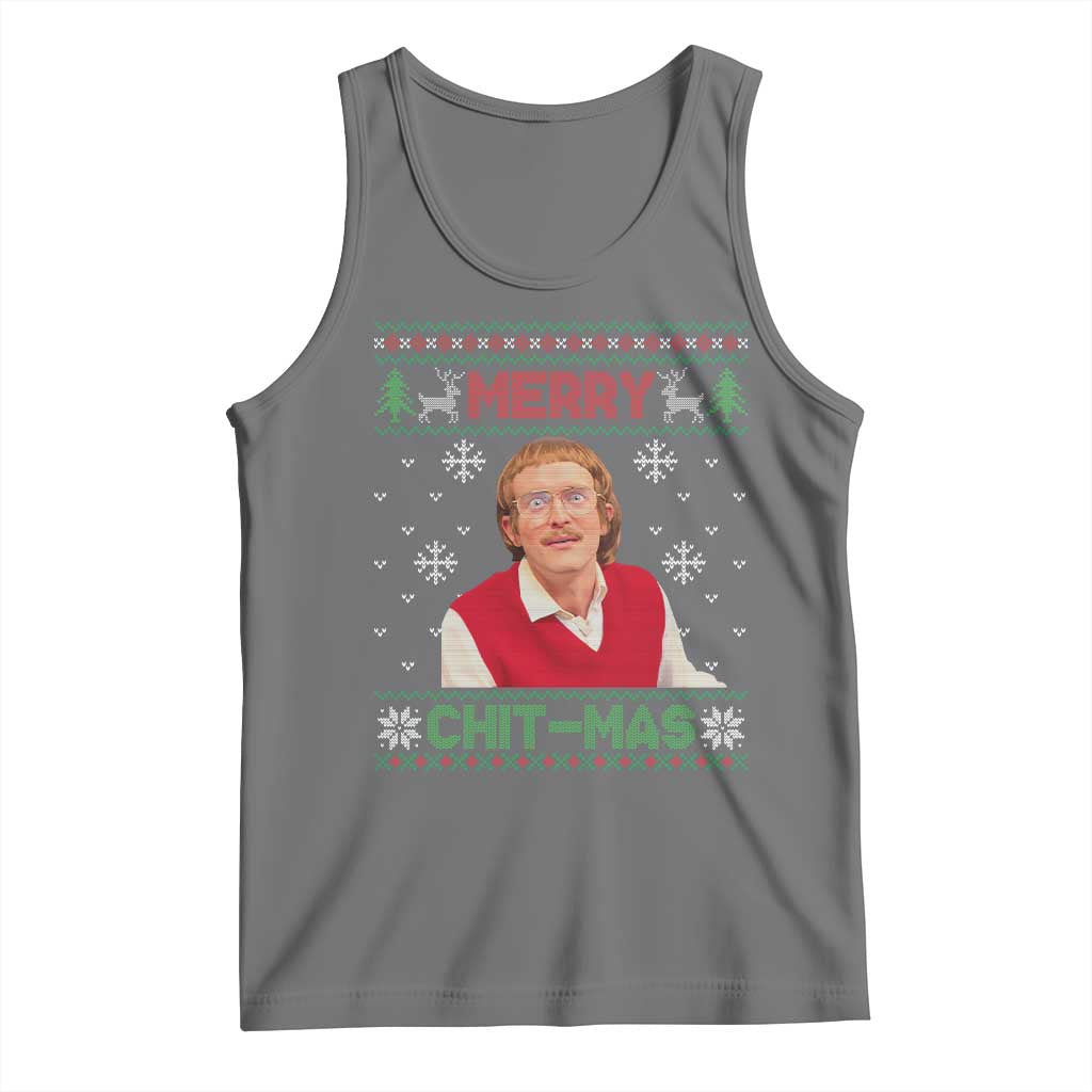 Funny Chit Christmas Merry Chit-Mas Tank Top Retro Holiday Humor TS02 Black Heather Print Your Wear