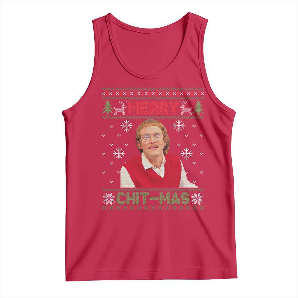 Funny Chit Christmas Merry Chit-Mas Tank Top Retro Holiday Humor TS02 Red Print Your Wear