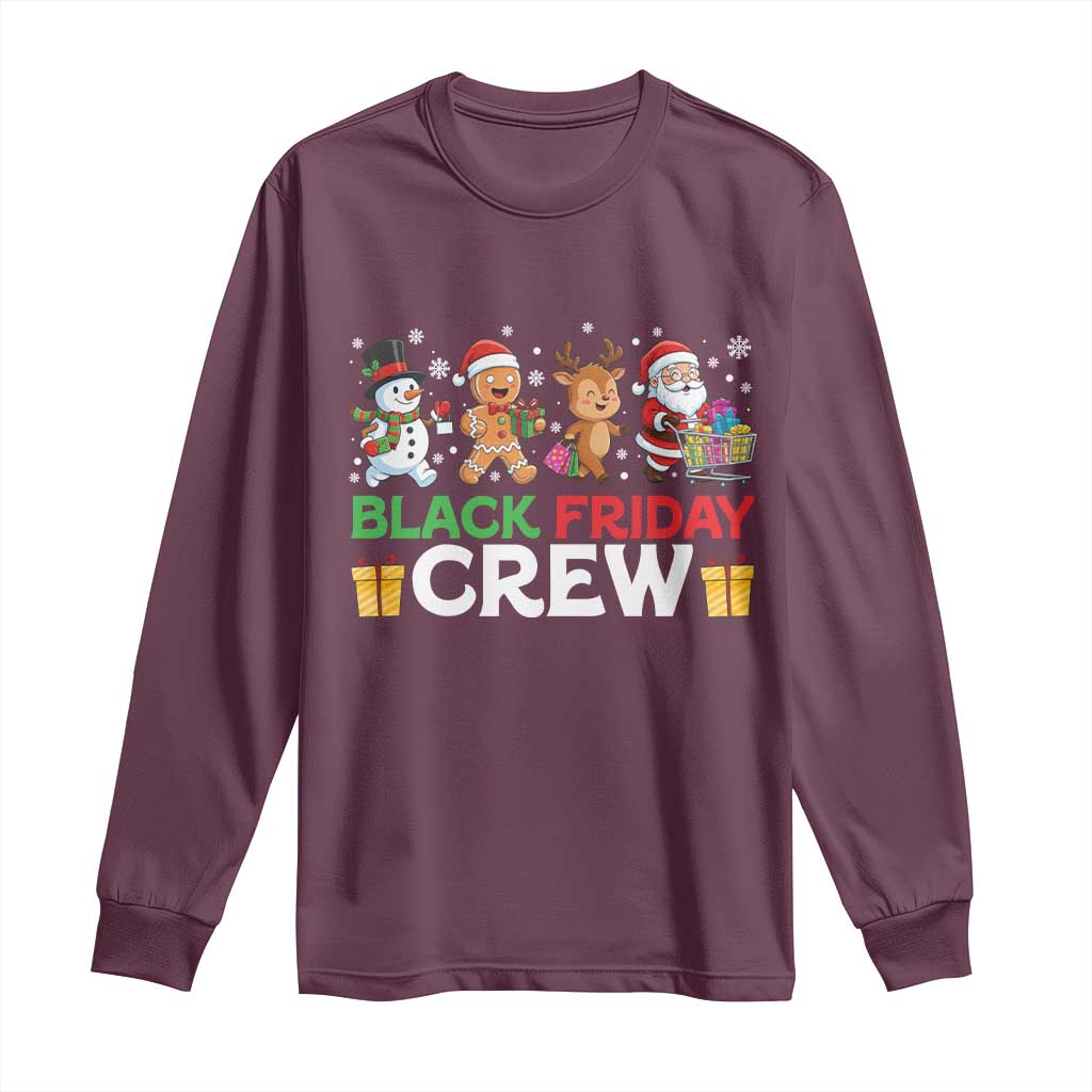 Black Friday Crew Christmas Long Sleeve Shirt Funny Holiday Shopping Squad TS02 Maroon Print Your Wear