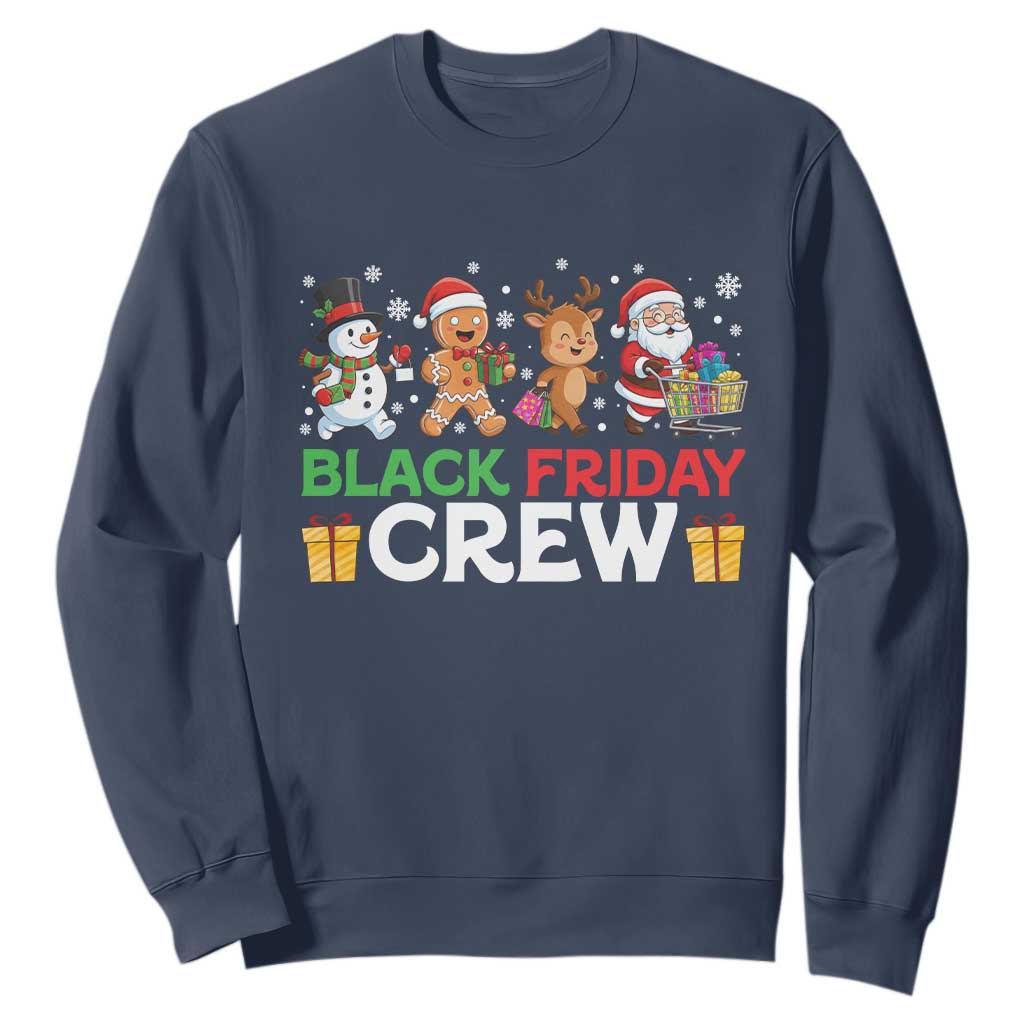 Black Friday Crew Christmas Sweatshirt Funny Holiday Shopping Squad TS02 Navy Print Your Wear