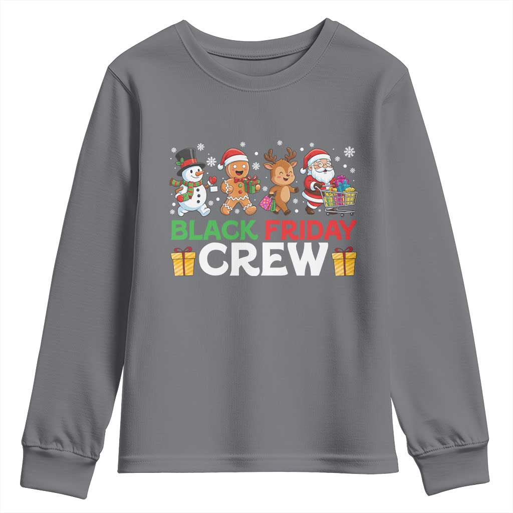 Black Friday Crew Christmas Youth Sweatshirt Funny Holiday Shopping Squad TS02 Charcoal Print Your Wear