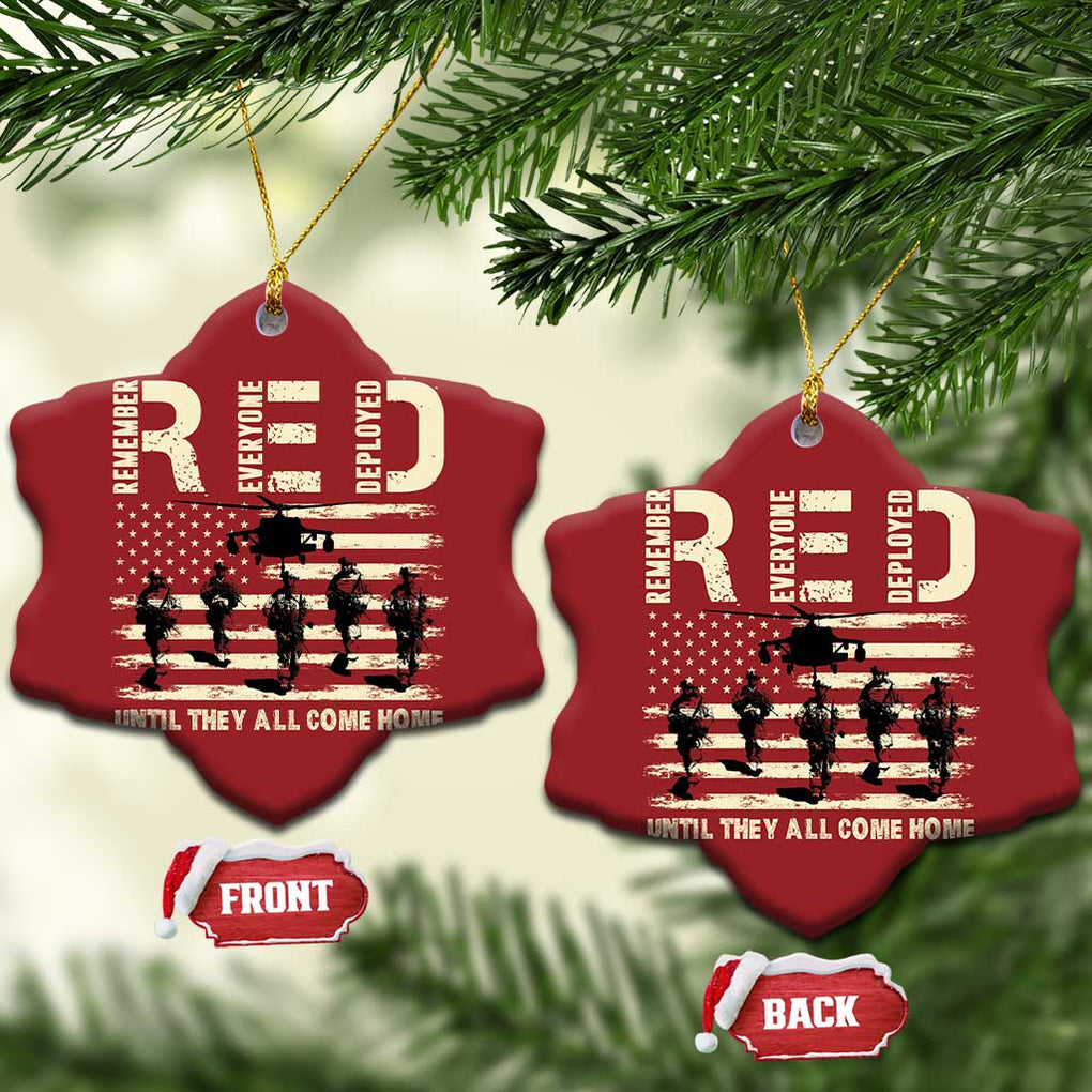 Red Friday Christmas Ornament R.E.D Until They All Come Home Support American Troops US Flag TS02 Snow Flake Red Print Your Wear