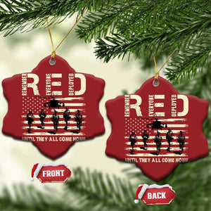 Red Friday Christmas Ornament R.E.D Until They All Come Home Support American Troops US Flag TS02 Snow Flake Red Print Your Wear