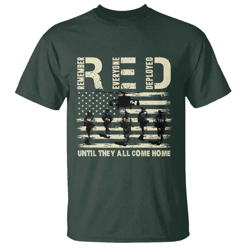 Red Friday T Shirt R.E.D Until They All Come Home Support American Troops US Flag TS02 Dark Forest Green Print Your Wear