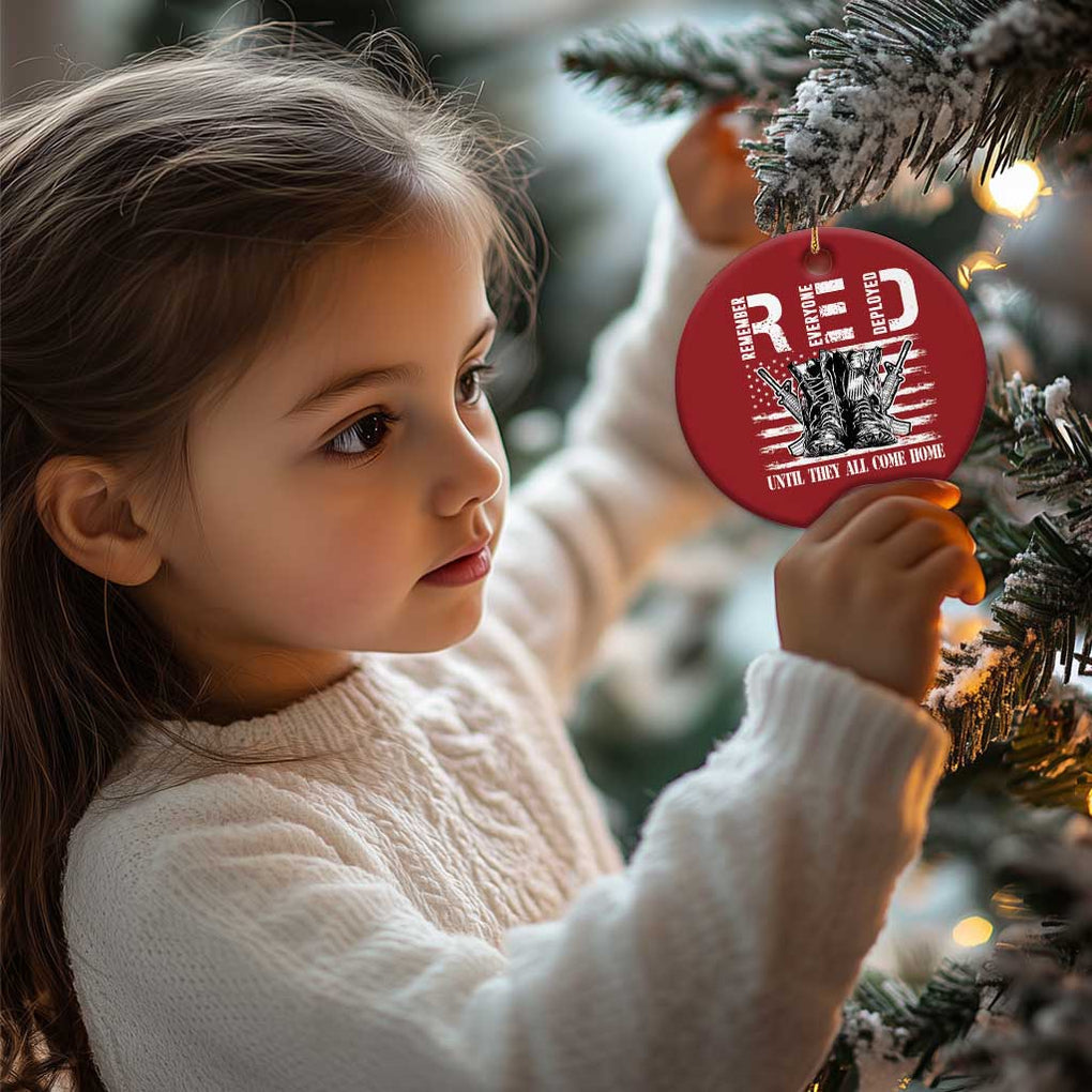 Red Friday Christmas Ornament R.E.D Until They All Come Home Support Troops Military Combat Boots TS02 Print Your Wear