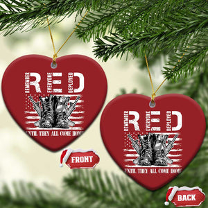 Red Friday Christmas Ornament R.E.D Until They All Come Home Support Troops Military Combat Boots TS02 Heart Red Print Your Wear