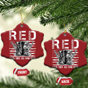 Red Friday Christmas Ornament R.E.D Until They All Come Home Support Troops Military Combat Boots TS02 Snow Flake Red Print Your Wear