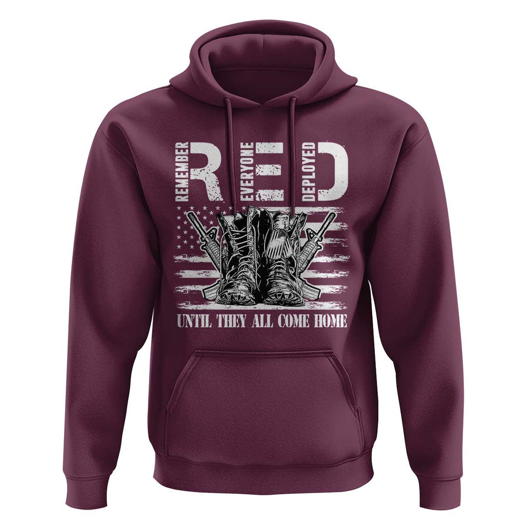 Red Friday Hoodie R.E.D Until They All Come Home Support Troops Military Combat Boots TS02 Maroon Print Your Wear