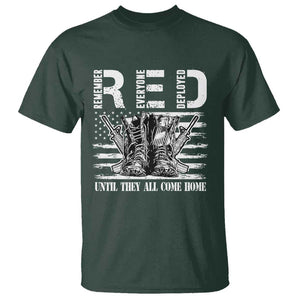 Red Friday T Shirt R.E.D Until They All Come Home Support Troops Military Combat Boots TS02 Dark Forest Green Print Your Wear