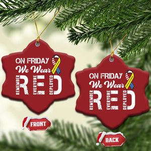 Red Friday Christmas Ornament R.E.D On Friday We Wear Red Support American Troops TS02 Snow Flake Red Print Your Wear