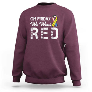 Red Friday Sweatshirt R.E.D On Friday We Wear Red Support American Troops TS02 Maroon Print Your Wear