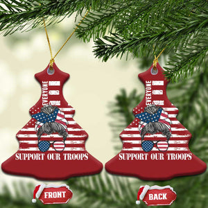 Red Friday Christmas Ornament R.E.D Remember Everyone Deployed American Flag Messy Bun TS02 Christmas Tree Red Print Your Wear