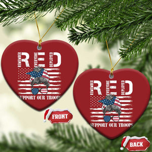 Red Friday Christmas Ornament R.E.D Remember Everyone Deployed American Flag Messy Bun TS02 Heart Red Print Your Wear