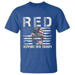 Red Friday T Shirt R.E.D Remember Everyone Deployed American Flag Messy Bun TS02 Royal Blue Print Your Wear