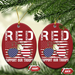 Red Friday Christmas Ornament R.E.D Remember Everyone Deployed American Flag Glasses Dog Tag TS02 Oval Red Print Your Wear