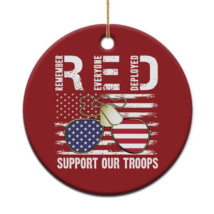 Red Friday Christmas Ornament R.E.D Remember Everyone Deployed American Flag Glasses Dog Tag TS02 Print Your Wear