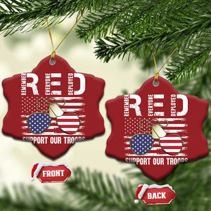 Red Friday Christmas Ornament R.E.D Remember Everyone Deployed American Flag Glasses Dog Tag TS02 Snow Flake Red Print Your Wear