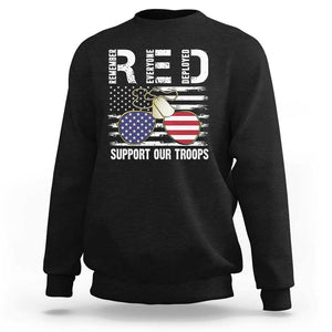 Red Friday Sweatshirt R.E.D Remember Everyone Deployed American Flag Glasses Dog Tag TS02 Black Print Your Wear