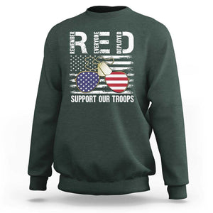 Red Friday Sweatshirt R.E.D Remember Everyone Deployed American Flag Glasses Dog Tag TS02 Dark Forest Green Print Your Wear