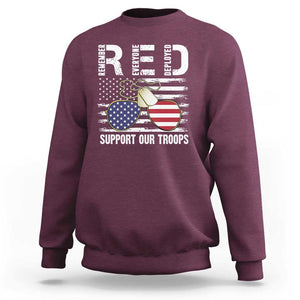 Red Friday Sweatshirt R.E.D Remember Everyone Deployed American Flag Glasses Dog Tag TS02 Maroon Print Your Wear