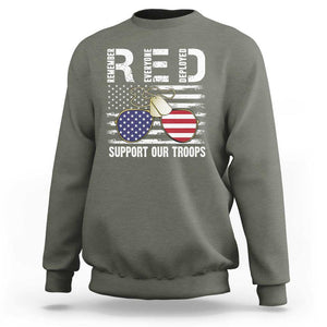 Red Friday Sweatshirt R.E.D Remember Everyone Deployed American Flag Glasses Dog Tag TS02 Military Green Print Your Wear