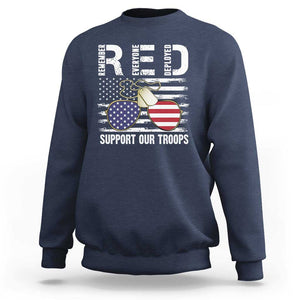 Red Friday Sweatshirt R.E.D Remember Everyone Deployed American Flag Glasses Dog Tag TS02 Navy Print Your Wear