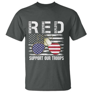 Red Friday T Shirt R.E.D Remember Everyone Deployed American Flag Glasses Dog Tag TS02 Dark Heather Print Your Wear