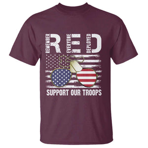 Red Friday T Shirt R.E.D Remember Everyone Deployed American Flag Glasses Dog Tag TS02 Maroon Print Your Wear