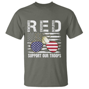 Red Friday T Shirt R.E.D Remember Everyone Deployed American Flag Glasses Dog Tag TS02 Military Green Print Your Wear