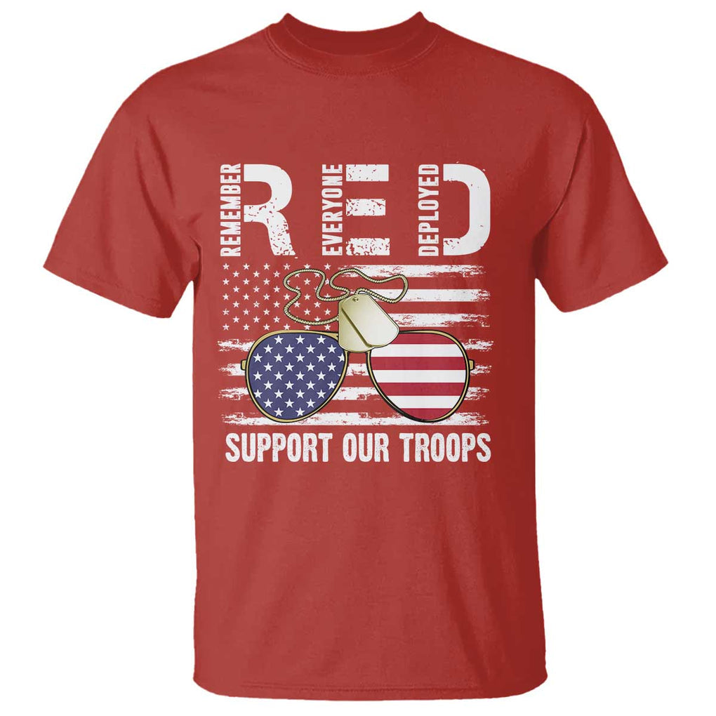 Red Friday T Shirt R.E.D Remember Everyone Deployed American Flag Glasses Dog Tag TS02 Red Print Your Wear