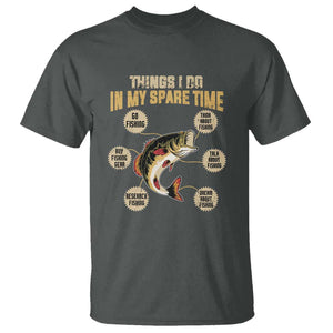 Funny Bass Fishing T Shirt Things I Do In My Spare Time Bass Fish TS02 Dark Heather Print Your Wear