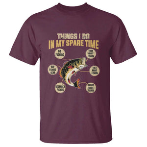 Funny Bass Fishing T Shirt Things I Do In My Spare Time Bass Fish TS02 Maroon Print Your Wear