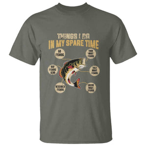 Funny Bass Fishing T Shirt Things I Do In My Spare Time Bass Fish TS02 Military Green Print Your Wear