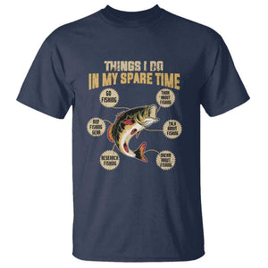 Funny Bass Fishing T Shirt Things I Do In My Spare Time Bass Fish TS02 Navy Print Your Wear