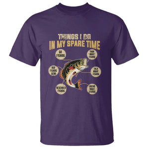 Funny Bass Fishing T Shirt Things I Do In My Spare Time Bass Fish TS02 Purple Print Your Wear