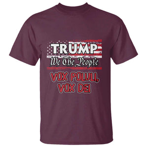 Trump 2024 T Shirt Vox Poluli Vox Dei President 45 47 Election American Flag TS02 Maroon Print Your Wear