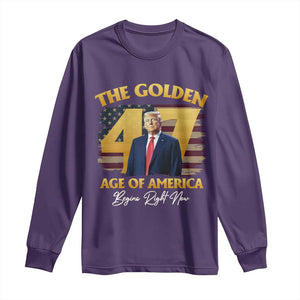 Trump 2025 Long Sleeve Shirt The Golden Age Of America Begins Right Now USA Flag TS02 Purple Print Your Wear