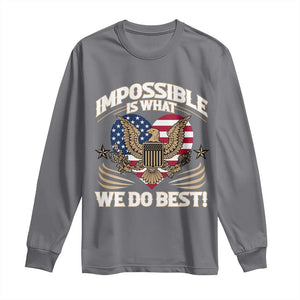 Trump 2025 Long Sleeve Shirt Impossible Is What We Do Best Eagle 47th President Inauguration TS02 Charcoal Print Your Wear