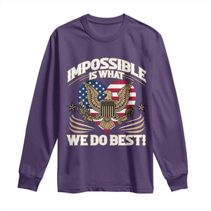 Trump 2025 Long Sleeve Shirt Impossible Is What We Do Best Eagle 47th President Inauguration TS02 Purple Print Your Wear