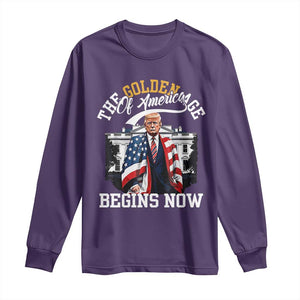 Trump 2025 Long Sleeve Shirt The Golden Age Of America Begins Right Now 47th President TS02 Purple Print Your Wear