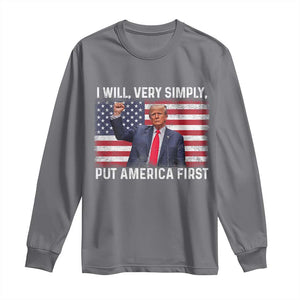 Trump 2025 Long Sleeve Shirt The Golden Age Of America Begins Right Now American Flag TS02 Charcoal Print Your Wear