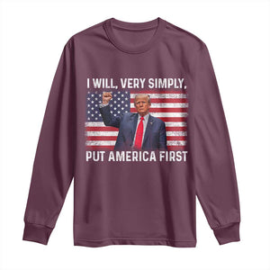 Trump 2025 Long Sleeve Shirt The Golden Age Of America Begins Right Now American Flag TS02 Maroon Print Your Wear