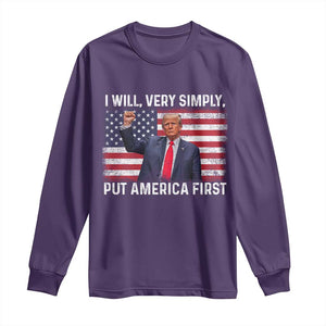 Trump 2025 Long Sleeve Shirt The Golden Age Of America Begins Right Now American Flag TS02 Purple Print Your Wear