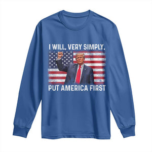 Trump 2025 Long Sleeve Shirt The Golden Age Of America Begins Right Now American Flag TS02 Royal Blue Print Your Wear