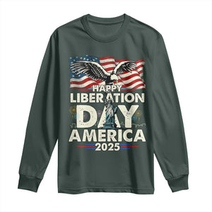 Trump 2025 Long Sleeve Shirt Happy Liberation Day 2025 Trump January 20Th 2025 TS02 Dark Forest Green Print Your Wear