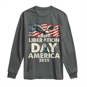 Trump 2025 Long Sleeve Shirt Happy Liberation Day 2025 Trump January 20Th 2025 TS02 Dark Heather Print Your Wear