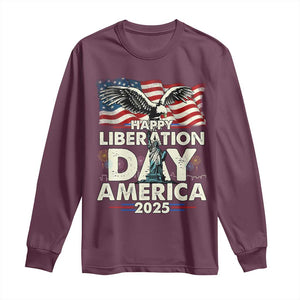 Trump 2025 Long Sleeve Shirt Happy Liberation Day 2025 Trump January 20Th 2025 TS02 Maroon Print Your Wear