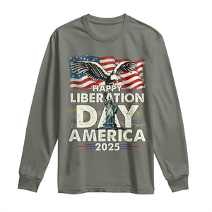 Trump 2025 Long Sleeve Shirt Happy Liberation Day 2025 Trump January 20Th 2025 TS02 Military Green Print Your Wear