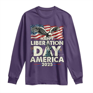 Trump 2025 Long Sleeve Shirt Happy Liberation Day 2025 Trump January 20Th 2025 TS02 Purple Print Your Wear