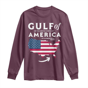 Trump America's Gulf Long Sleeve Shirt Gulf Of The Usa American Flag Pride Patriotic TS02 Maroon Print Your Wear